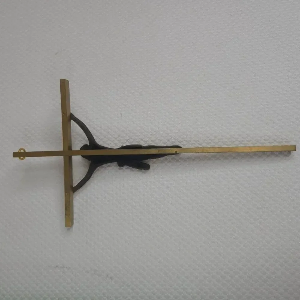 Vintage Hammered Brass Bronze Crucifix Cross Wall Hanging Catholic 9